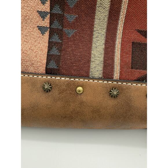 Justin Western Jacquard Crossbody Purse Aztec Southwest Festival Boho Brown - Picture 3 of 7